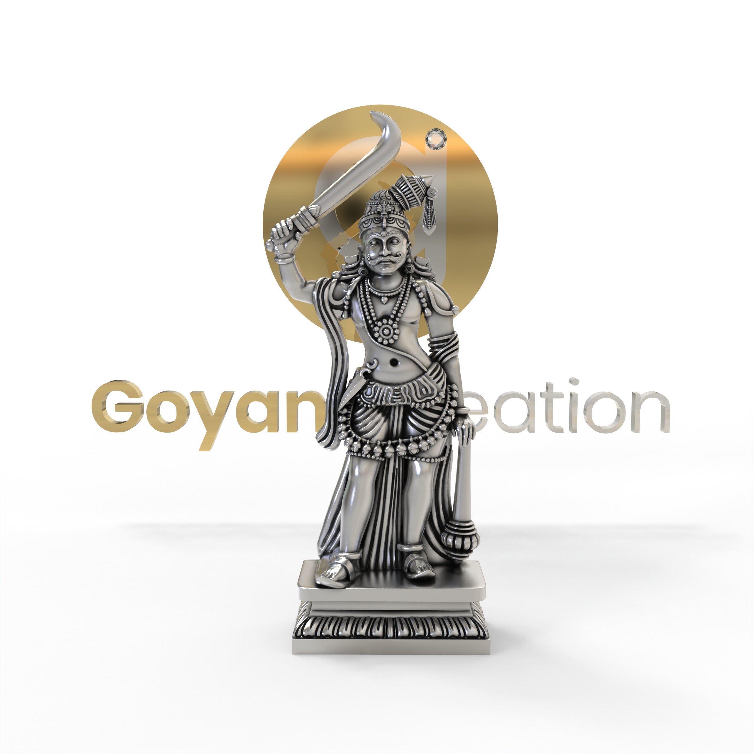 Karuppasamy Pendant, 925 Silver South Indian Guardian Deity Locket