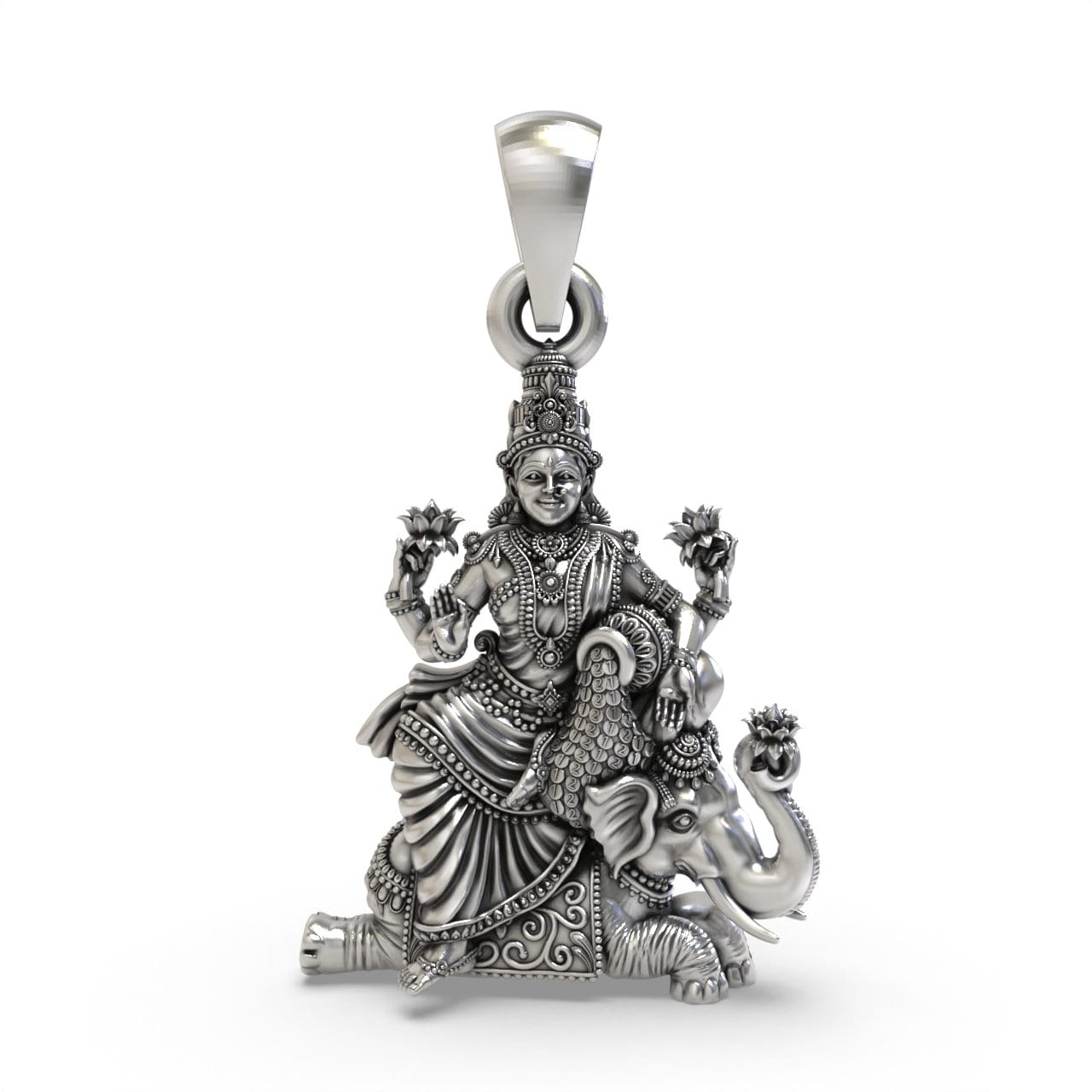 18K Gold Lakshmi Pendant: Goddess of Wealth Amulet