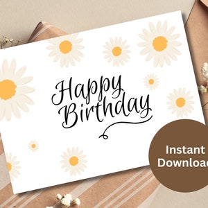 Alles Gute zum Geburtstag Karte zum ausdrucken Geburtstagsgeschenk für Freunde Geschenk für die Familie Geburtstagswünsche Karte für Kinder Niedliche Kamille Blumen Geburtstagskarte