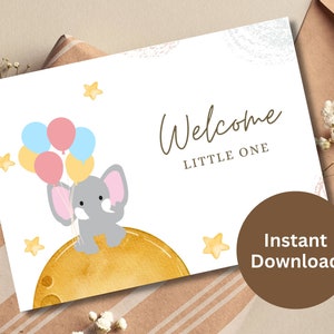 Neue Baby Glückwünsche Druckbare Karte Baby Shower Geschenk Willkommen Little One Karte Neue Eltern Geschenk Niedliche Elefanten Karte Baby Mädchen Baby Boy