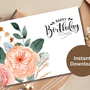 Floral Birthday Card Printable Bday Gift For Her Digital Download Birthday Wishes Digital Card Flower Mom Birthday Printable