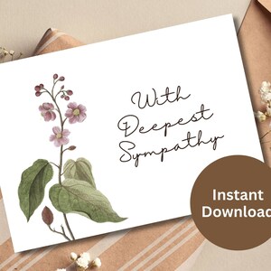 With Deepest Sympathy Printable Floral Card Condolence Gift Sympathy Card Friend Support Card Sorry For Your Loss Thinking Of You Card