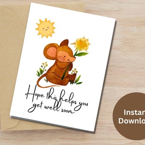 Get Well Soon Printable Card Cute Get Well Gift Recovery gift Friendship Gift Wellness Card Feel Better Gift Greeting Card Kids Printable