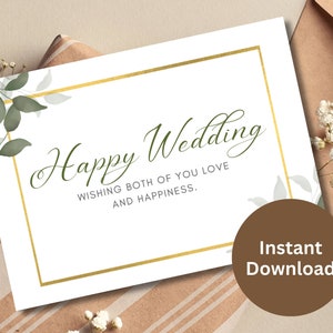 Glückliche Hochzeitskarte Druckbare Verlobungskarte Frisch Vermählte Geschenk Paar Geschenk Glückwunschkarte Heiratsgeschenk Just Married Glückwunschkarte