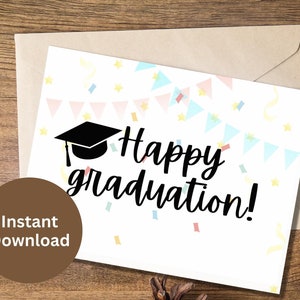 Cartão para impressão de feliz formatura, presente de formatura, design de boné de formatura - perfeito para graduados, PDF, cartão de parabéns