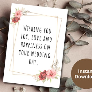Parabéns para casamento, cartão para impressão, presente de noivado, parabéns, cartão floral elegante, cartão digital de casamento, recém-casado, para impressão, recém-casado