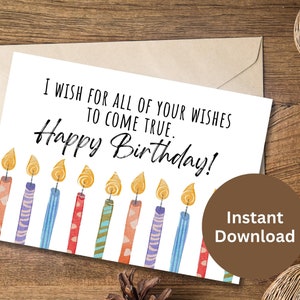 Alles Gute zum Geburtstag druckbare Karte Geburtstagsgeschenk für Freunde Geschenk für Familie Geburtstagswünsche Karte für Kinder Geburtstagstorte Kerzen Geburtstagskarte