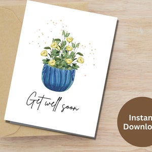 Cartão para impressão de melhoras em breve, cartão de recuperação de flores, mensagem gentil para amigos doentes, cartão de recuperação rápida, sentimento melhor, presente de melhoras