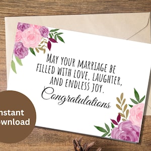 Biglietto stampabile di congratulazioni per matrimonio, regalo di fidanzamento, biglietto per la sposa, biglietto di auguri per addio al nubilato, regalo per gli sposi, biglietto per coppia d'amore.