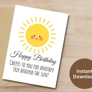 Alles Gute zum Geburtstag druckbare Karte Geburtstagsgeschenk für Freunde Geschenk für Familie Geburtstagswünsche Karte für Kinder süße Sonnenschein Geburtstagskarte