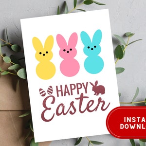 Frohe Ostern Karte zum Ausdrucken Süße Osterhase Karte Ostern Printable Ostergrußkarte Ostergeschenk Christliche Osterkarte Für Freunde