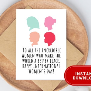 Internationaler Frauentag druckbare Karte Gleichstellung der Geschlechter Geschenk Girl Power Karte Frauen Empowerment Geschenk soziale Gerechtigkeit Karte starke Frauen Geschenk