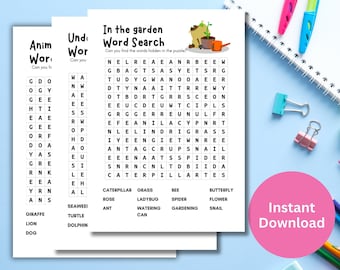 Set of 10 Word Search Puzzle Worksheet Printable With Answer for Kids ...