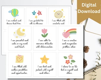 Positive Affirmation Cards Printables Self Love Card Decks Law of Attraction Motivational Cards Positivity Cards Daily Affirmation for kids