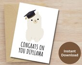 Congratulations Graduation Printable Pun Card Cute Llama Graduation Gift Diploma Card Encouragement Card Congrats On Your Dillama Grad Card