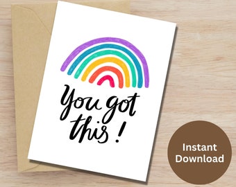 Bonne chance carte imprimable carte d'encouragement vous avez cette carte arc-en-ciel trèfle à quatre feuilles carte bonne chance cadeau d'examen pour les amis