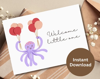 Welcome Little One Printable Card New Baby Congrats Card New Born Gift Baby Shower Greeting Card New Baby Girl Baby Boy