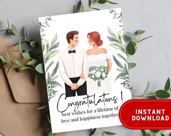 Wedding Congratulations Card Printable Engagement Card Newly Weds Gift Couple Congrats Card Marriage Gift Just Married Bridal Shower Card