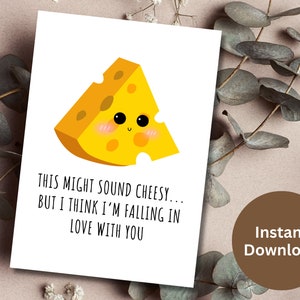 Happy Valentine&#39;s Day Card Printable Pink Rainbow Falling In Love With You Valentine Card Cute Cheesy I Love You Card Romantic Message