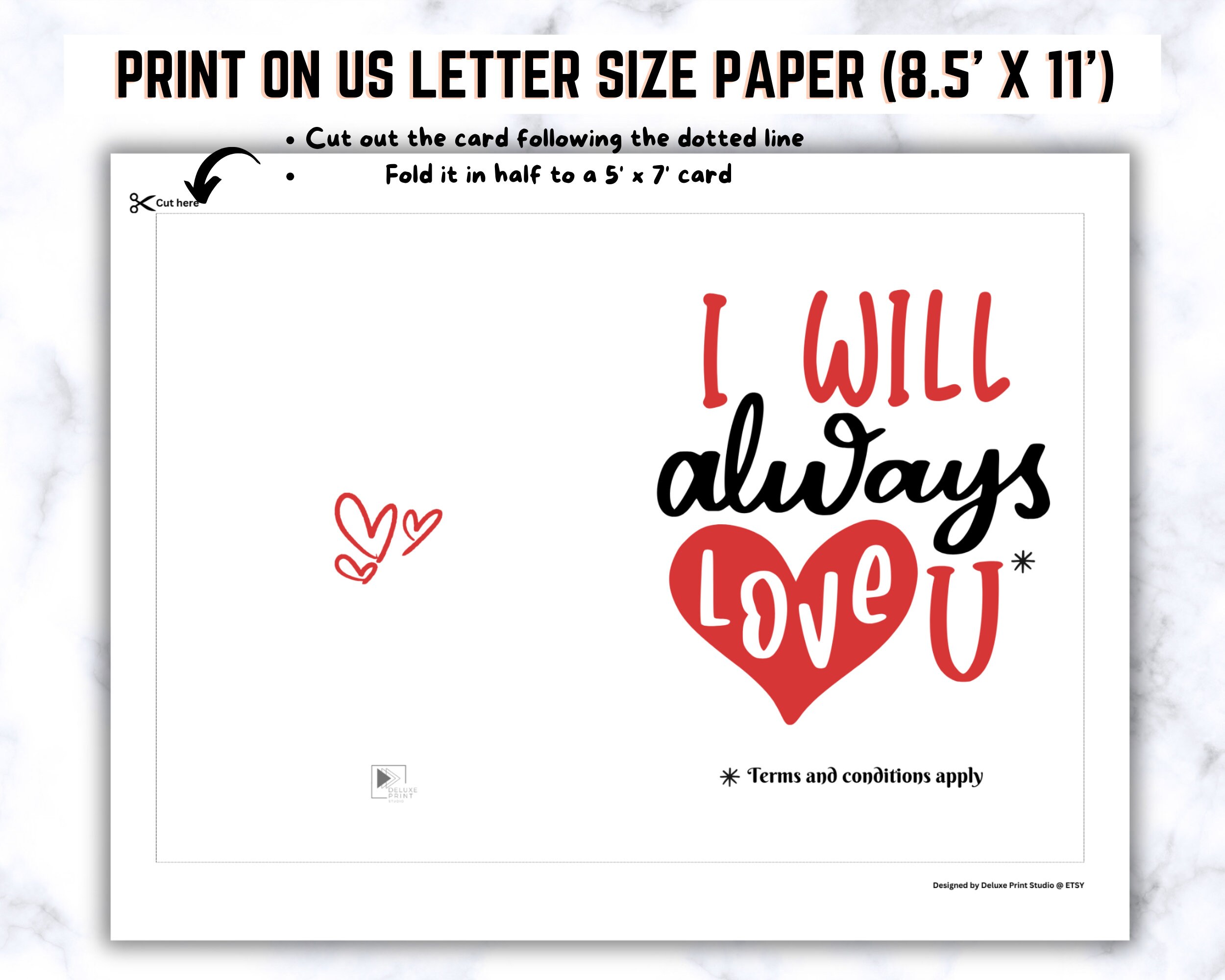 I Will Always Love You Card Printable Funny Valentine's Day Note I Love ...