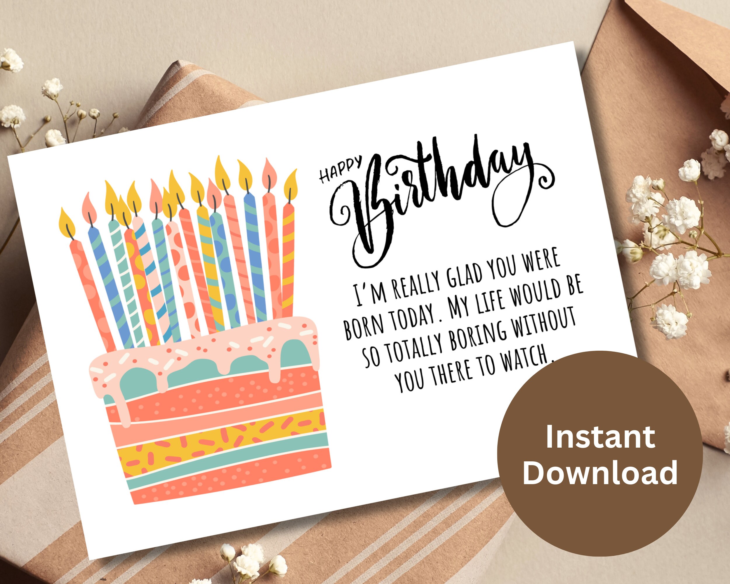 Funny Birthday Card Printable Birthday Gift for Her Digital Download ...