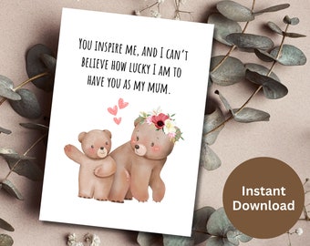 Mother's Day Printable Card Mom Gift Mom Birthday Card Best Mom Ever Gift Mother Thank You Card Mom Appreciation Gift For Her