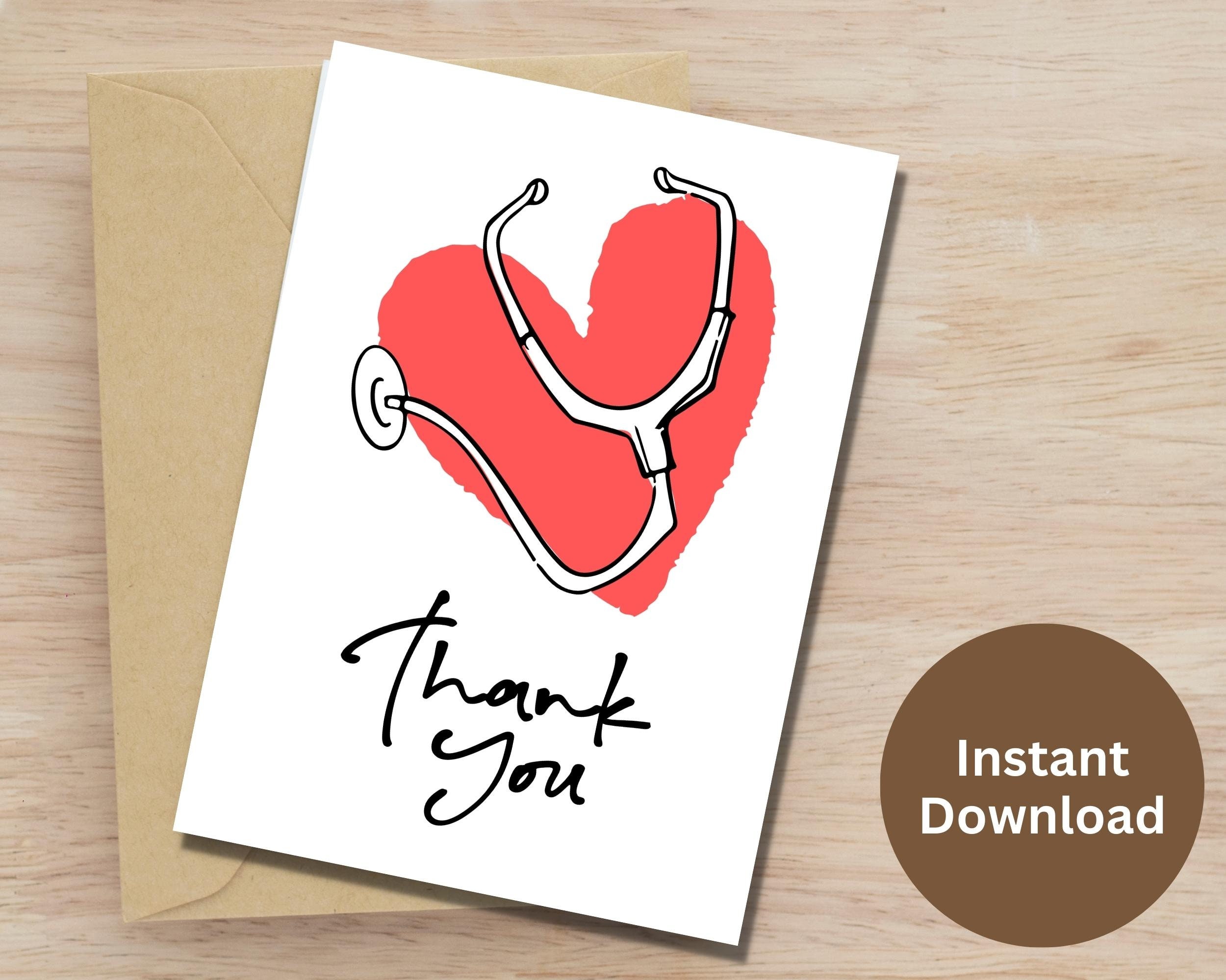 Nurse Appreciation Printable Card Doctor Thank You Gift Medical Worker ...