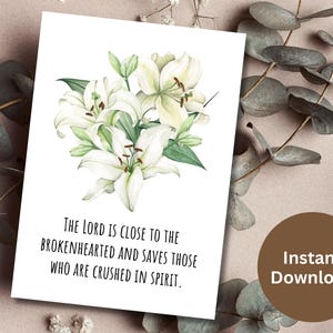 Beileid Karte druckbare Bibel Vers tiefstes Mitgefühl druckbare Sympathie Karte Nachdenkliches Geschenk Liebe und Unterstützung Karte christliches Geschenk