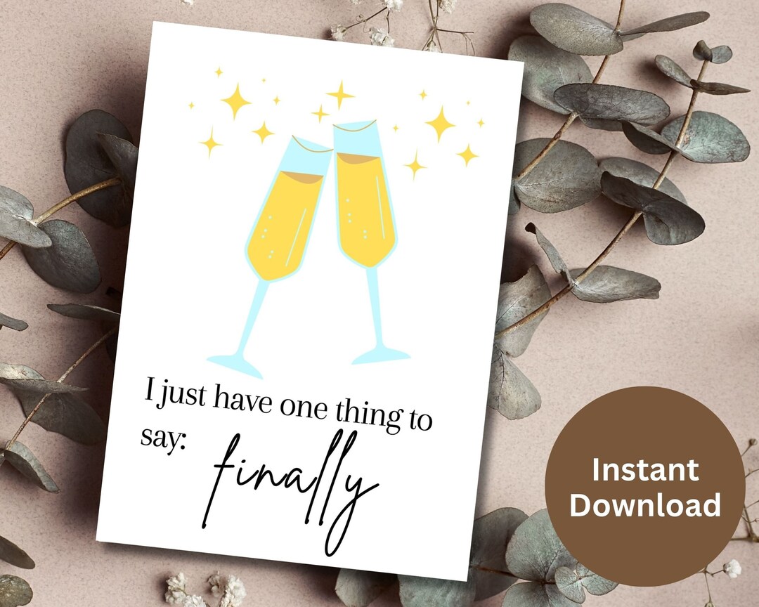 Funny Wedding Card Printable Engagement Gift Congratulations Card Newly ...