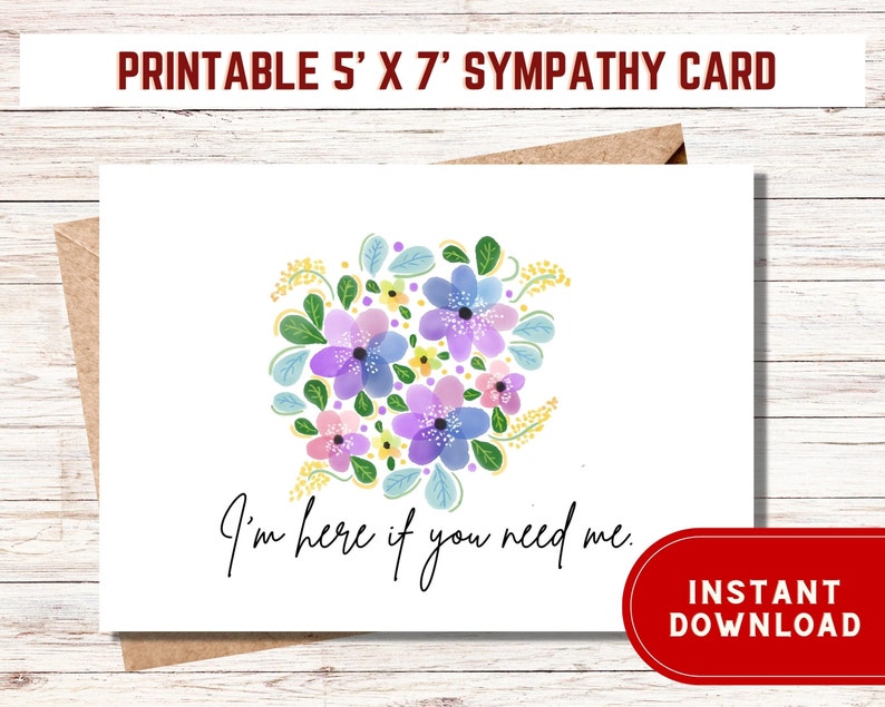 Thinking of You Card Printable Condolence Gift Sympathy Card Etsy