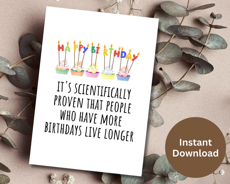 Funny Birthday Printable Card Happy Birthday Gift Dad Birthday Gift Mom Birthday Card Birthday Wishes To Everyone Birthday Cake Candles image 1