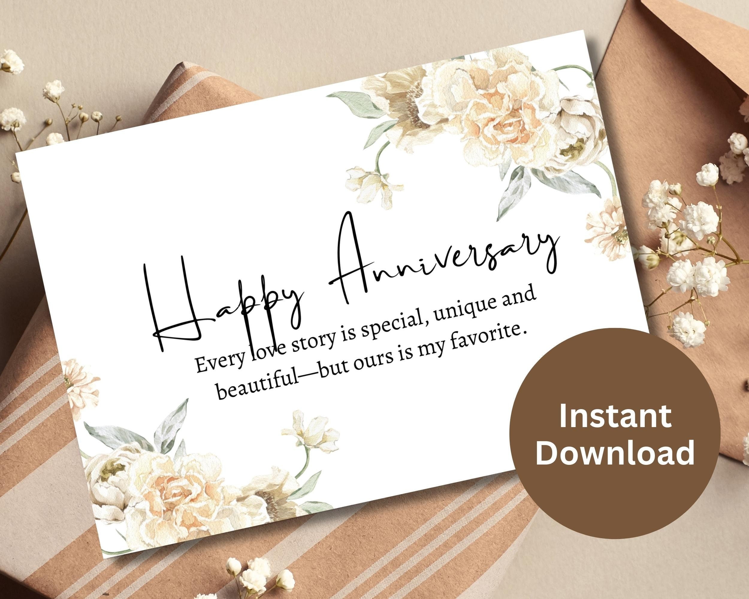 Printable Anniversary Card for Her Happy Anniversary Gift for Him ...