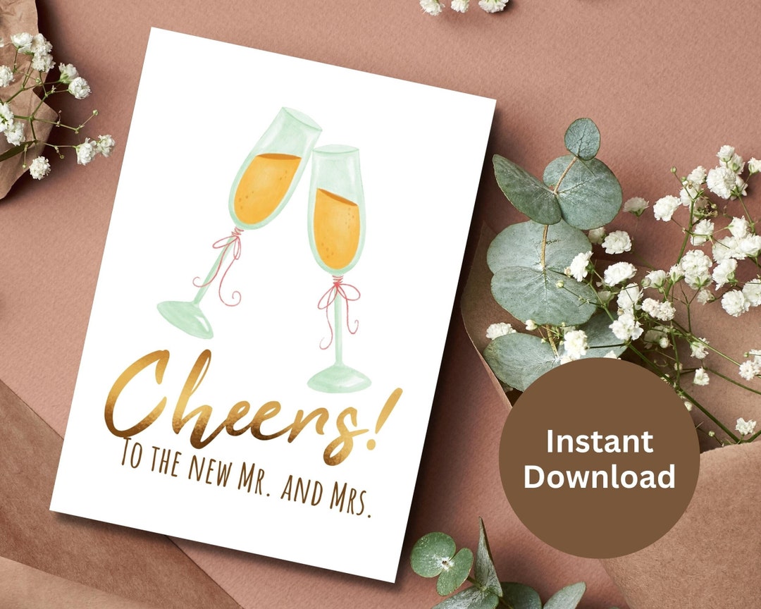 Wedding Congrats Card Printable Engagement Card Newly Weds Marriage ...