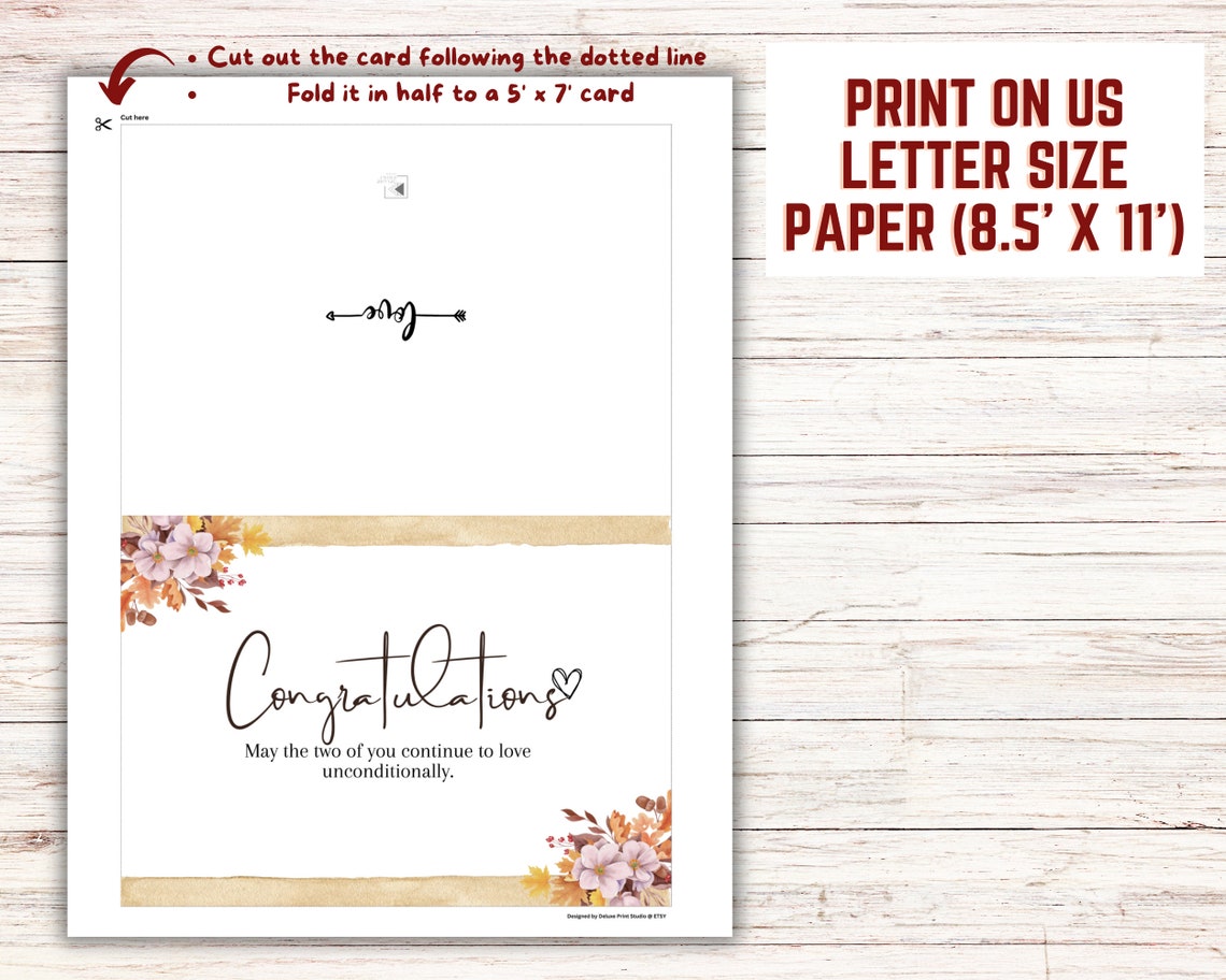 Wedding Congrats Printable Card Engagement Gift Congratulations Card ...