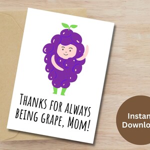 Divertente messaggio stampabile per la festa della mamma per il compleanno della mamma Biglietto di auguri per il compleanno della mamma Biglietto per felice festa della mamma Biglietto per giochi di parole Biglietto di apprezzamento per la mamma