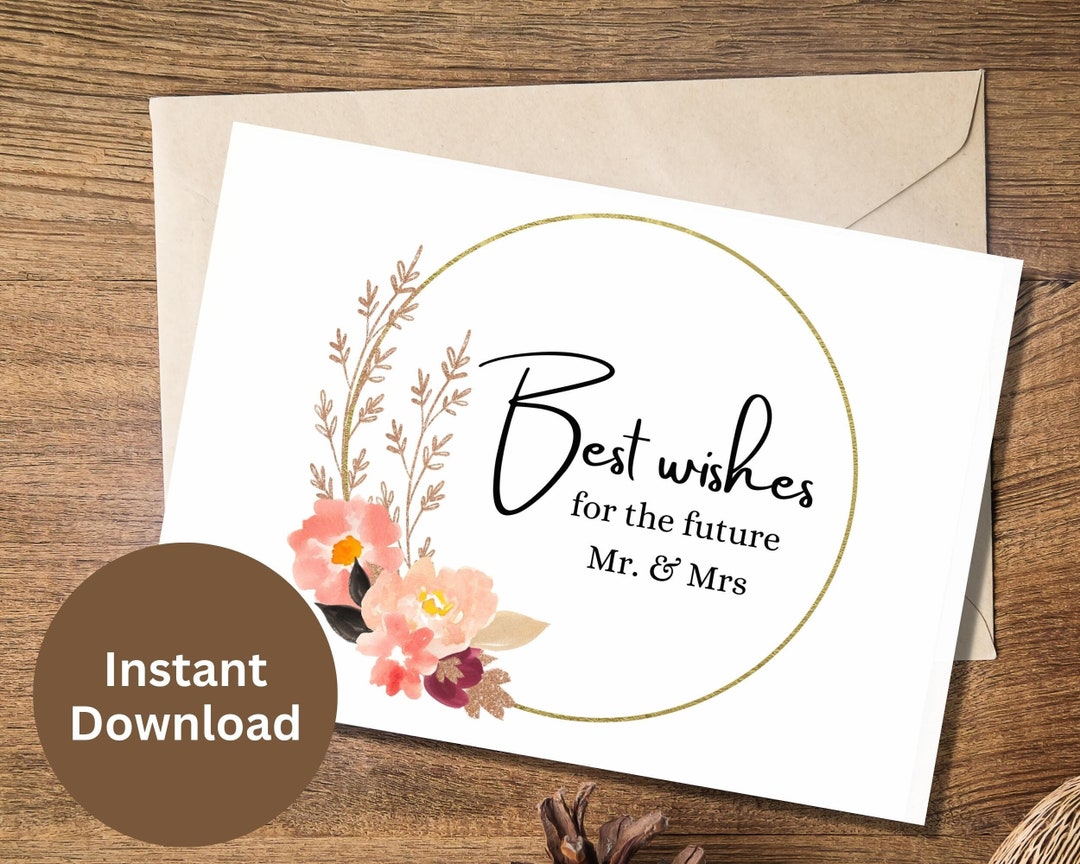 Best Wishes for Future Mrs Mr Printable Card Bridal Shower Gift Wedding ...