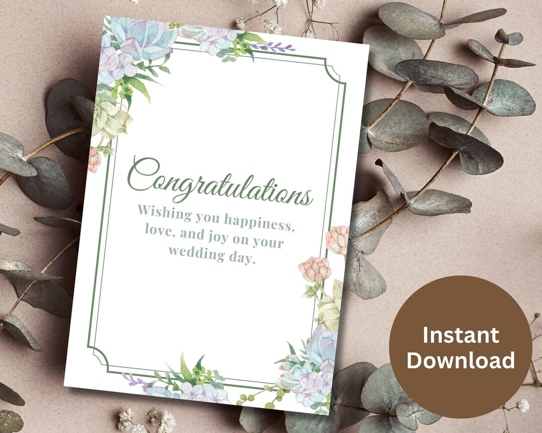 Wedding Congrats Card Printable Engagement Card Newly Weds - Etsy