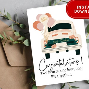 Wedding Congrats Card Printable Engagement Card Newly Weds Gift Couple Gift Congrats Card Marriage Gift Just Married Congratulations Card