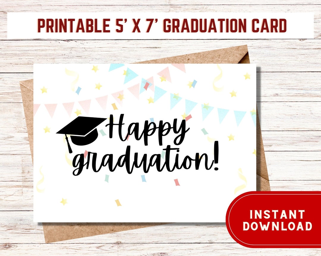 Happy Graduation Printable Card Grad Card Graduation Cap - Etsy
