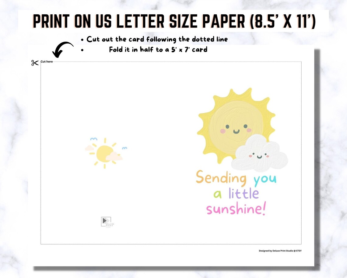 Sending You Little Sunshine Printable Card Get Well Soon Card ...