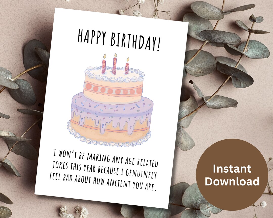 Sarcastic Birthday Card Printable Funny Birthday Gift for Her Digital ...