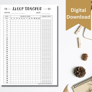Printable Monthly Sleep Tracker - Keep Track of Your Health, Wellness planner, Health Journal, Insomnia Sleep Tracking Printable