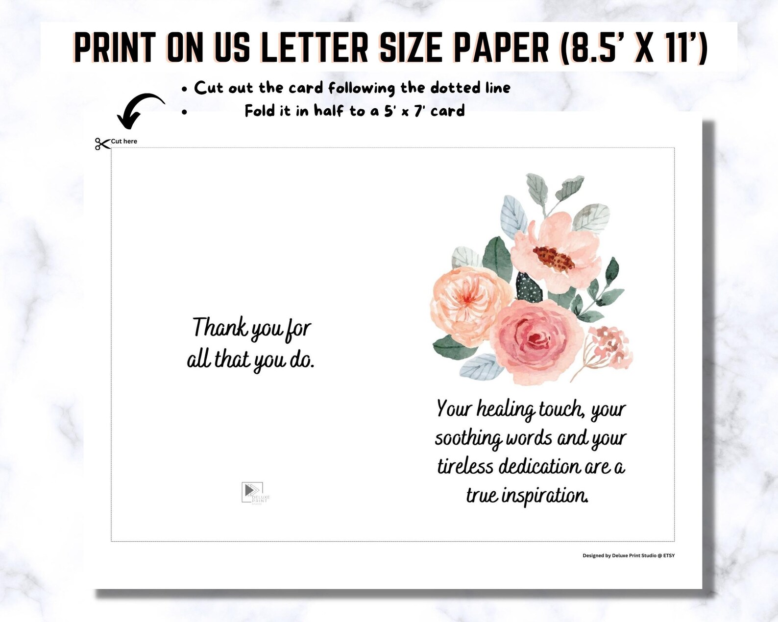 Thank You Card Printable Nurse Appreciation Card Nurse Gift Thank You ...