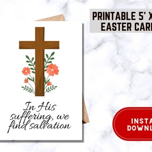 Happy Easter Printable Card Easter Gift Jesus Cross Card Elegant Floral Card Easter Egg Gift For Christian Instant Download Easter Card