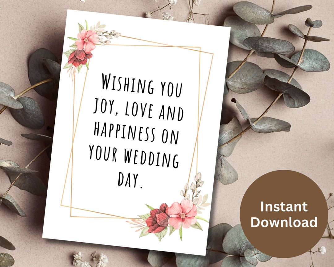 Wedding Congrats Printable Card Engagement Gift Congratulations Elegant ...