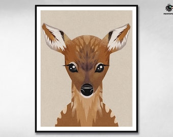 Deer Print, Kids Room Wall Art, Nursery Print for Children, Kids Gallery Wall Picture, Child Wall Art, Animals series