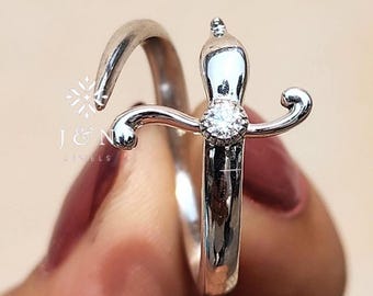 Gothic Sword Ring Round Wrap Moissanite Ring 14k Gold Dagger Ring Anniversary Gift Unique Ring For Women Wedding Ring Engagement Ring