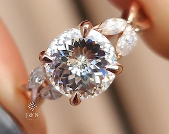Antique Portuguese Cut Colorless Moissanite Engagement Ring Handmade Moissanite Gift Ring Solitaire Wedding Ring Gold Diamond Ring Women
