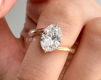Unique Bypass Oval Moissanite Engagement Ring 14K Solid Ring Oval Solitaire Ring Wedding Ring Anniversary Gift Proposal Ring Charismas Gifts