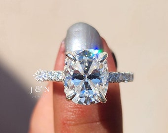 2.5CT Cushion Moissanite Engagement Ring Cushion Cut 14k White Gold Ring Half Eternity Classic Ring For Women Anniversary Gift Wedding Ring